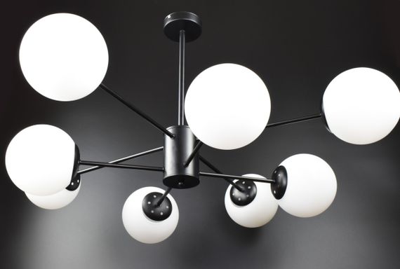 Люстра стельова на 8 лампочок 26032 Чорний 40-70х105х105 см.