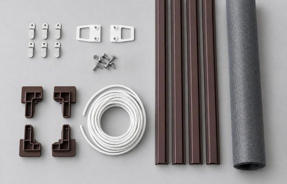 Рамкова москітна сітка (комплект для збирання) 0,6×1,4 м - коричневий | Зображення 1