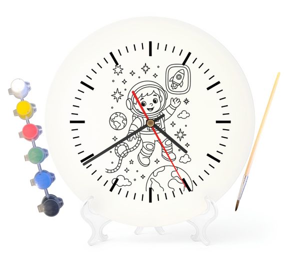 Дитячий набір для творчості годинник розмальовка У відкритому космосі 30 см (Г0056)