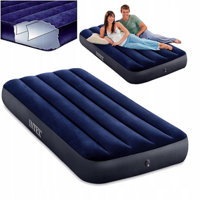 Одномісний надувний матрац Intex 75 × 190 × 24 см, флоковане покриття проти ковзання