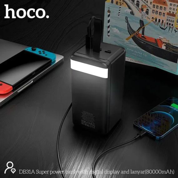 Портативна Батарея Power Bank Hoco DB31A 80000mAh 3USB Powerbank Повербанк Портативное зарядное устройство | Зображення 6