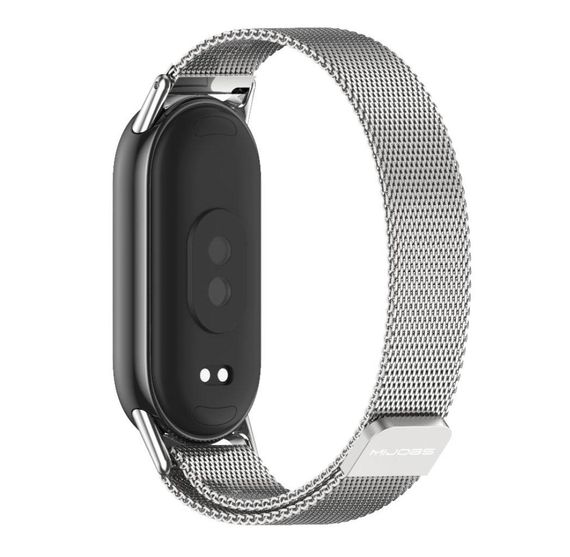 Ремінець металевий Mijobs міланське плетіння для фітнес браслета Xiaomi Mi Smart Band 8 - Silver