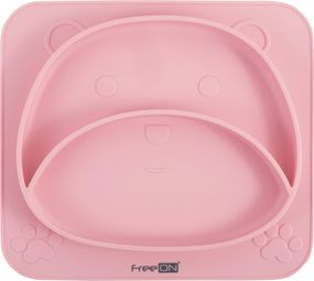 Силіконова тарілка дитяча FreeON Bear, pink (Від 6 місяців)