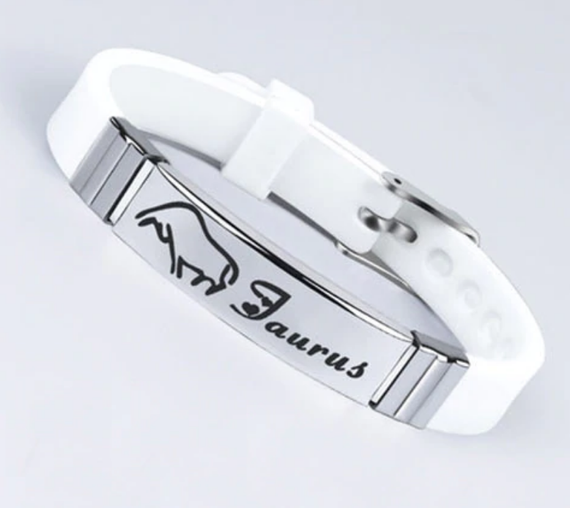 Силіконовий браслет Primo Zodiac - Taurus (Тілець) - White