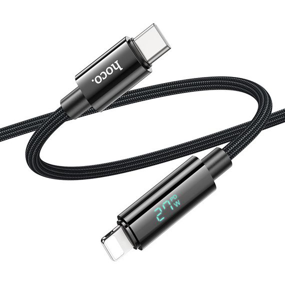 Дата кабель Hoco U125 Benefit 27W Type-C to Lightning with display (1.2m) Black | Зображення 2