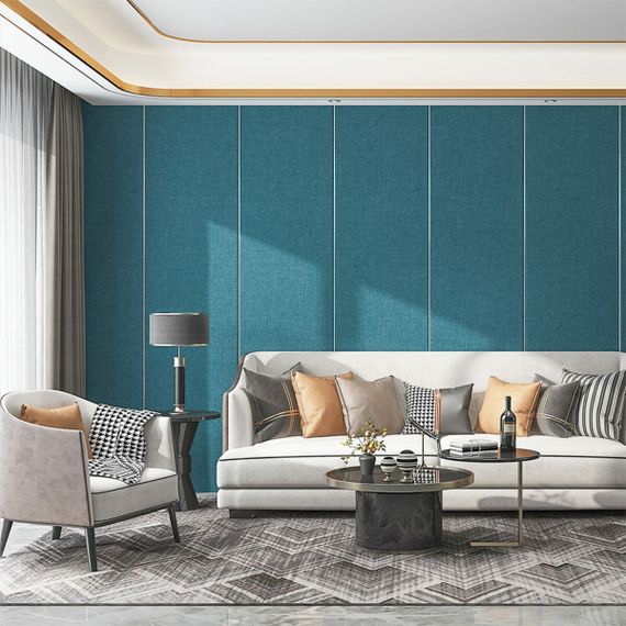 Лляні теплі шпалери на самоклейці синій меланж 2800*650*2mm (D) SW-00001491 | Зображення 5