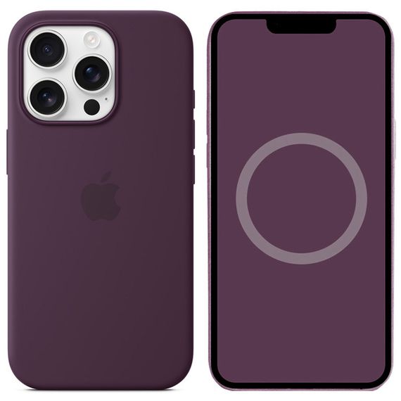 Чехол Silicone case (AAA) full with Magsafe and Animation для Apple iPhone 16 Pro (6.3") Plum