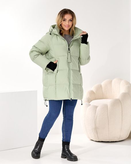 Зимова куртка великого розміру світло зеленого кольору | Зображення 7