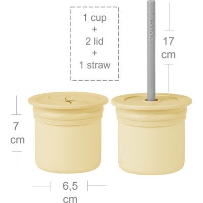 Поильник-непроливайка MinikOiOi Sip+Snack (Mellow Yellow/Powder Grey) (101100103) | Зображення 1