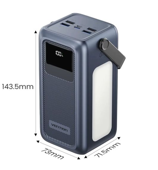 Повербанк Vention Power Bank 50000mAh 22.5W з вбудованими кабелями й ліхтарем | Зображення 3