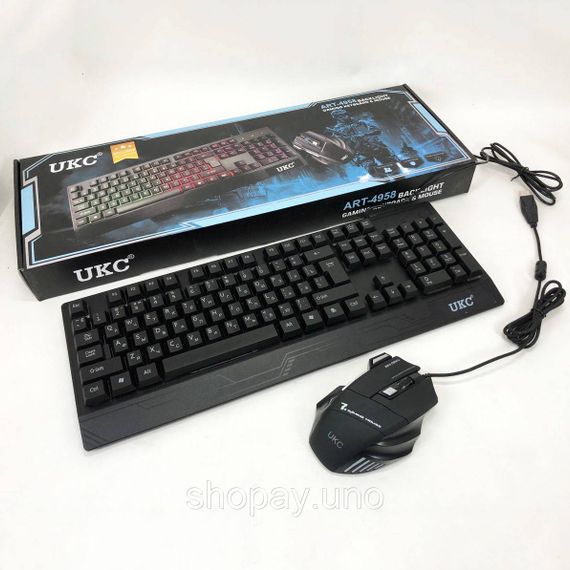 Клавиатура+мышка UKC с LED подсветкой от USB M-710, клавиатура игровая с подсветкой и мышкой HS-70 | Зображення 6