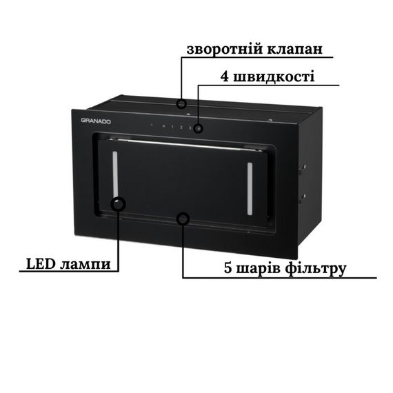 Витяжка кухонна GRANADO Palamos 1614-1200 black glass (GCH476411) | Зображення 2