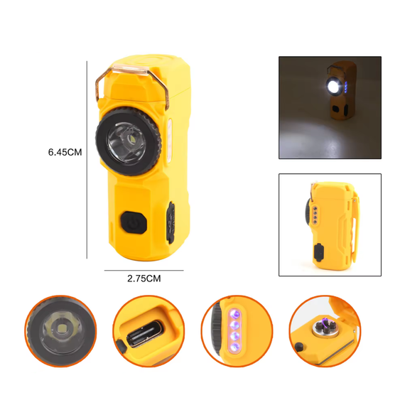Багатофункціональний ліхтар D51-SMD жовтий з Li-Ion акумулятором, індикацією заряду, запальничкою та ЗУ Type-C (46805-d51-smd_226) | Зображення 2