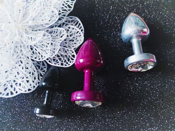 Анальна пробка M Diogol, з кристалом, срібна, металева | Зображення 3