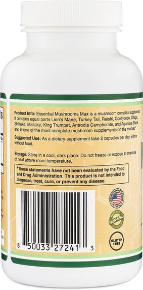 Комплекс грибів Double Wood Supplement Mushroom Max 1000 mg 120 capsules | Зображення 2