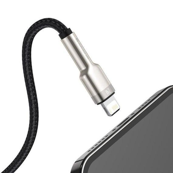 Дата кабель Baseus Cafule Metal USB to Lightning 2.4A (2m) (CALJK-B0) Black | Зображення 4