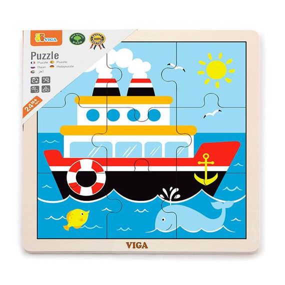 Дерев'яний пазл Viga Toys Кораблик, 9 ел. (51445) | Зображення 1