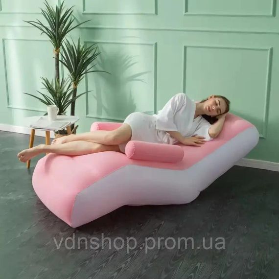 Надувний диван з підлокітниками Inflatable Sofa / Портативне складане крісло для дому, дачі, туризму та відпочинку, 140х85х80 см | Зображення 1