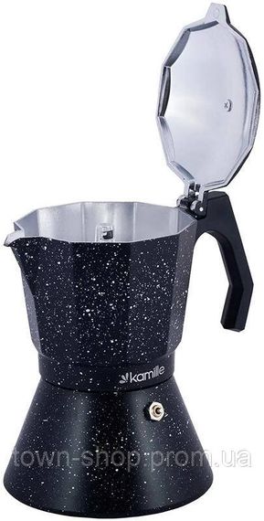 Кофеварка гейзерная Kamille Andel Black 450мл на 9 чашек | Зображення 1
