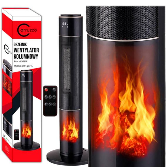 Колонний обігрівач з імітацією каміна та пультом ДУ Carruzzo Q20K 2000 Вт (47737-6983_1648) | Зображення 2
