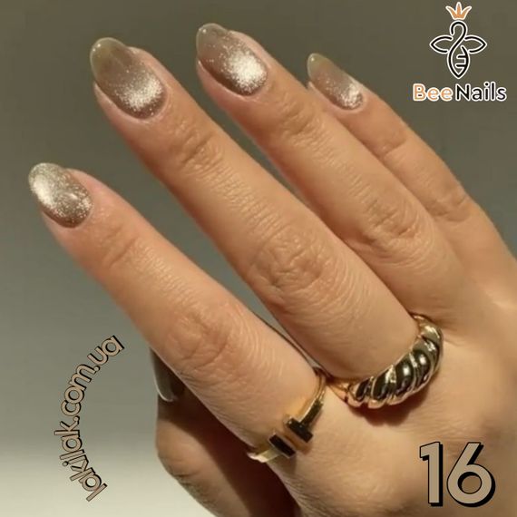 Гель-лак для ногтей Bee Nails 26D кошачий глаз 16 (шампань) 8мл | Зображення 1