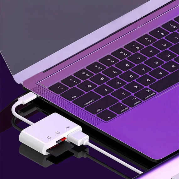 Кардридер OTG хаб конвертер USB Type-C - USB 2.0+SD+TF (3 в 1) білий | Зображення 3