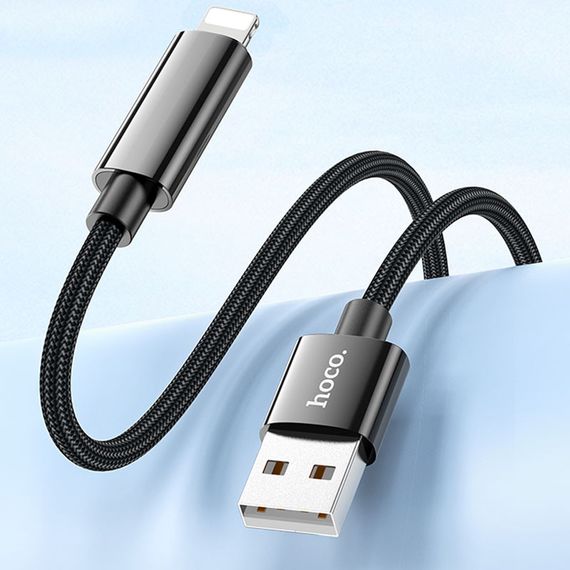 Дата кабель Hoco U125 Benefit 2.4A USB to Lightning with display (1.2m) Black | Зображення 4