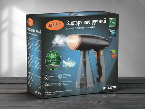 Ручний вертикальний відпарювач для одягу на 1600 Вт із резервуаром для води на 200 мл BITEK BT-1277B Чорний | Зображення 6