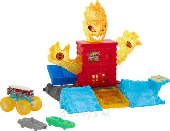 Трек Хот Вілс Монстр-трак Збий вогняного монстра Hot Wheels Monster Trucks 5-Alarm Torch Tower Takedown | Зображення 1