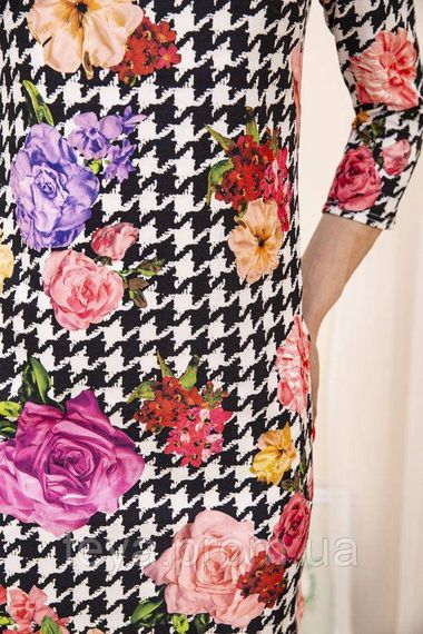 Мини платье гусиная лапка с цветами цвет черно-белый  размер S-M FA_000485 | Зображення 3