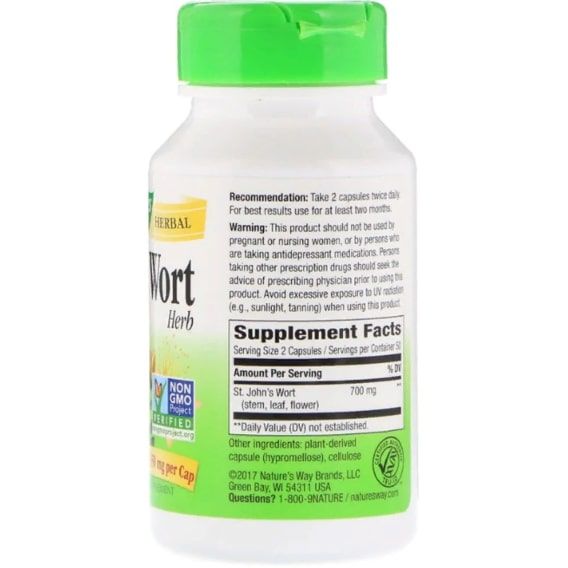 Комплекс для профілактики нервової системи Nature's Way St. John's Wort, Herb 350 mg 100 Veg Caps NWY17300 | Зображення 1