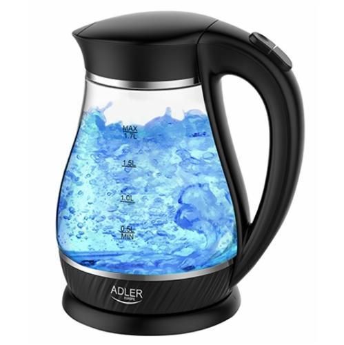Электрочайник стеклянный Adler AD 1274 черный 1,7 л, 2200 Вт