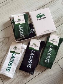 Високі шкарпетки Lacoste, унісекс шкарпетки Лакоста довгі, шкарпетки Лакоста 3 кольори на вибір - 3 пар