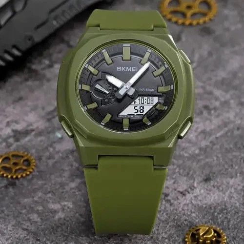 Годинник наручний чоловічий Skmei 2091AGWT зелений з білим | Зображення 3
