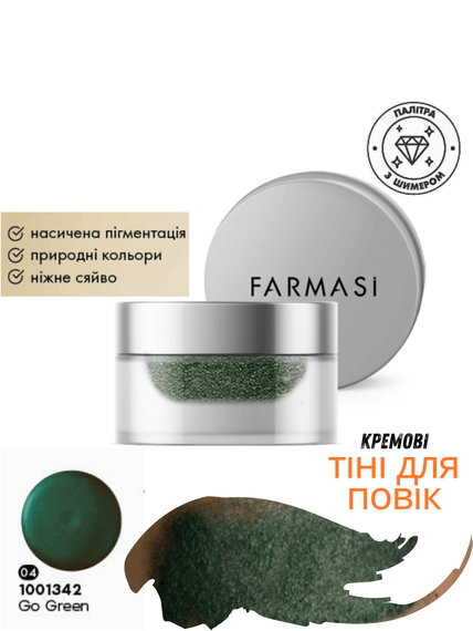 Кремовые тени для век Farmasi Go Green 3 г