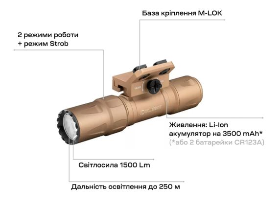 Ліхтар Olight Odin S M-LOK Desert Tan | Зображення 5