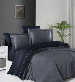 Постельное белье First Choice Deluxe Satin DARK 200 х 220 см Serenity Dark Grey-Navy Blue