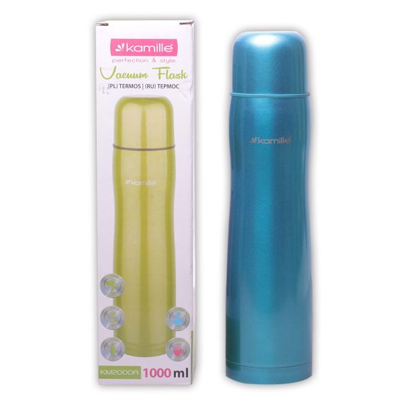 Термос голубой 1000ml из нержавеющей стали
