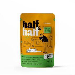Корм Half&Half Sterilized Cats вологий з індичкою в желе для стерилізованих котів 100 гр