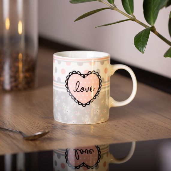 Чашка порцелянова 400 (мл) чашка для кави та чаю з написом та серцем Lugi RX-N240143GKV | Зображення 3