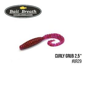 Силіконова приманка, Їстівний силікон Bait Breath Curly Grub 2,5" (12шт) (Ur29  Chameleon／Red・seed)