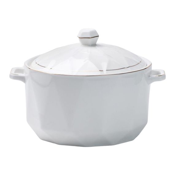 Супниця порцелянова з кришкою і ручками 2,2 л Біла HP1051