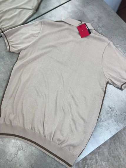 Трикотажне поло Kiton коричневого кольору з коміром f698 | Зображення 7