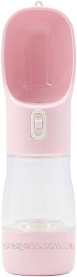 Дорожная поилка-кормушка для собак Pet Water Cup 2 в 1 розовая Ø 7.4x26 см 350 мл 6782