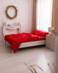 Постільна білизна полуторна Dushka Home Страйп сатин 20552 160х215 см червона