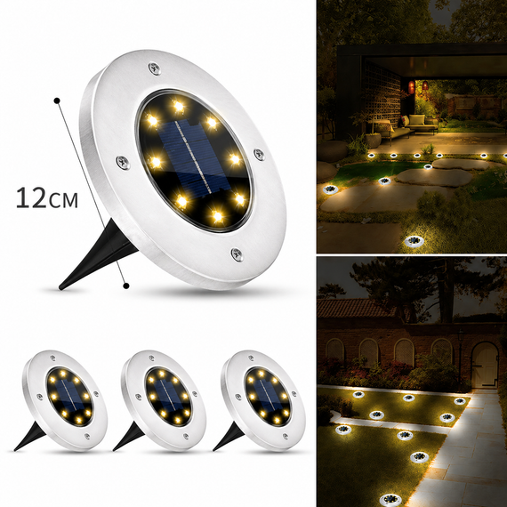 Садовый уличный светодиодный фонарь-подсветка на солнечной батарее Solar Pathway Lights 4шт 12см
