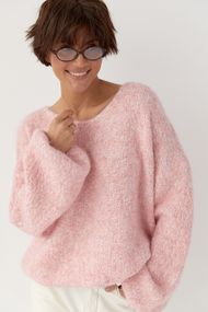 В’язаний жіночий джемпер з рукавами-ліхтариками - пудра цвет, ONE SIZE (є розміри)