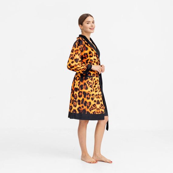 Халат жіночий з плюшевого велюру ексклюзивний Leopard 18274 M-L | Зображення 3