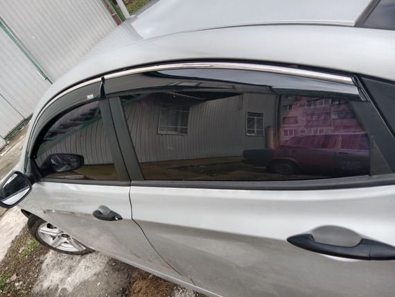 Ветровики с хромом SD (4 шт, Niken) для Hyundai Accent Solaris 2011-2017 гг | Зображення 2