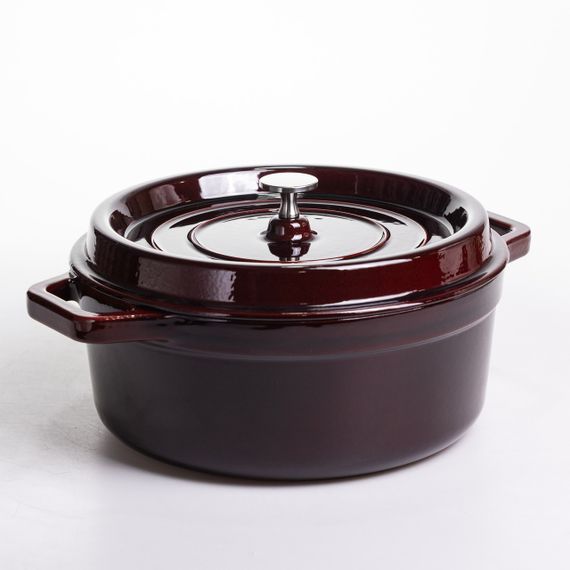 Кокотниця чавунна емальована 6 л, бургунді Yiwu HP-FLG-12 burgundy | Зображення 5